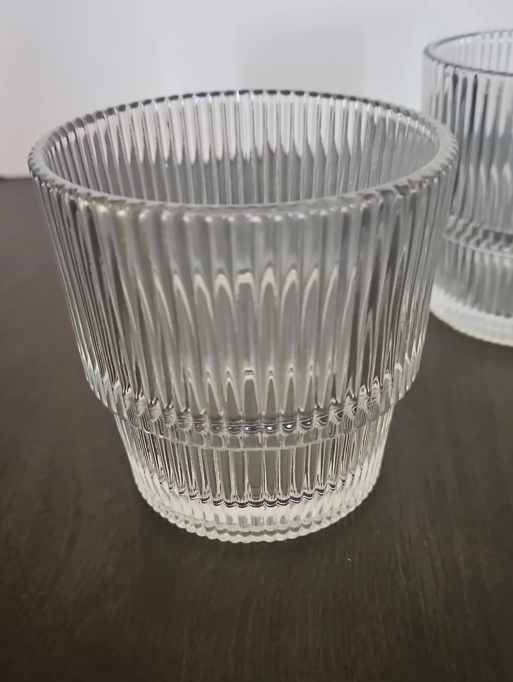Crate&Barrel Set Of 2 Atwell 11-Oz. Stackable Ribbed Double Old Fashioned Glass